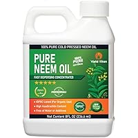 100% Pure Cold Pressed Concentrated Neem Oil for Indoor and Outdoor Plants and Vegetable (8OZ)