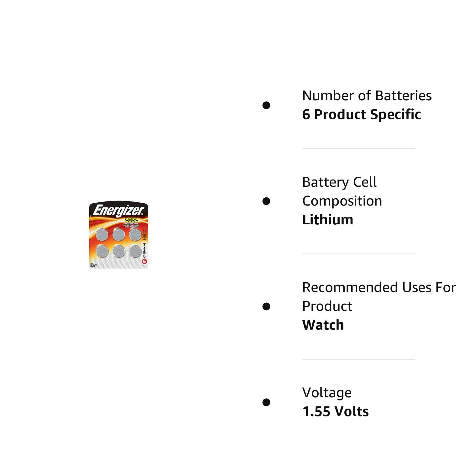 Energizer Lithium Batteries 2032 - 6 pack
