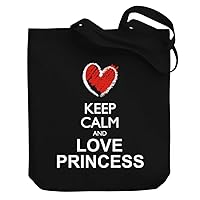 Keep calm and love Princess chalk style Canvas Tote Bag 10.5