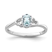 925 Sterling Silver Polished Open back Aquamarine Ring Jewelry for Women - Ring Size Options: 10 5 6 7 8 9