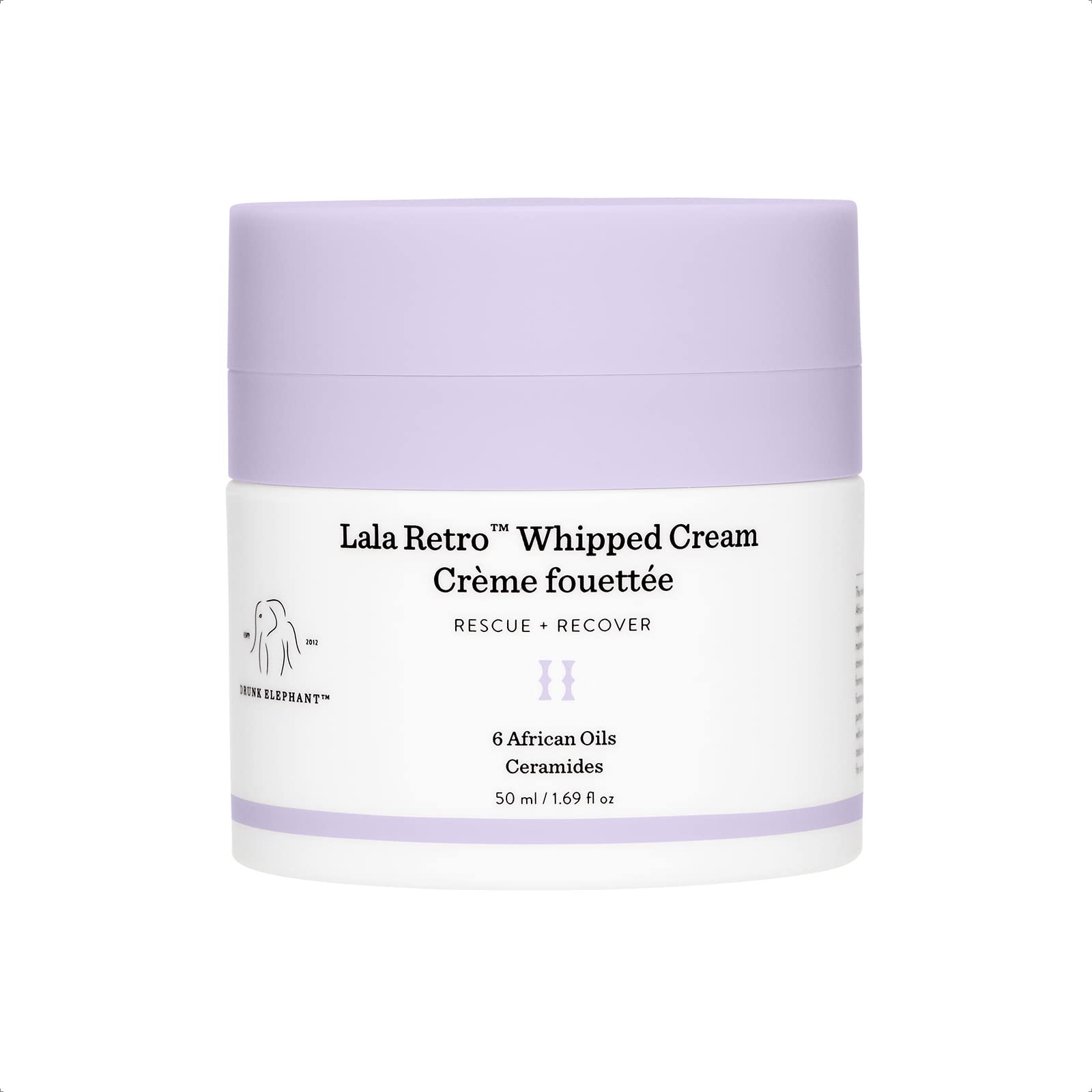 Drunk Elephant Lala Retro Whipped Cream. Replenishing Moisturizer for Skin Protection and Rejuvenation. 50 Milliliters.
