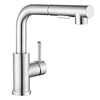 APPASO Bar Sink Faucet 8 INCH, Brushed Nickel Kitchen Faucet with Pull-Out Sprayer Stainless Steel, Modern Single Handle Utility Faucet, Pull Down Small Faucet for RV Camper Outdoor Kitchen