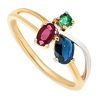 Natural Ruby Emerald Sapphire Rings 925 Sterling Silver Birthstone Gemstone Gold Plated Women Ring