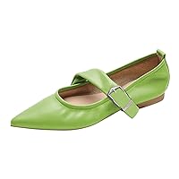FSJ Women Pointed Toe Ballet Flats with Strap Comfortable Flats Shoes Wedding Work Slip On Casual Dress Mary Jane Shoes Size 4-16 US