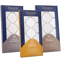 Trapp Home Fragrance Wax Melts, 2.6oz Earthy Essentials Variety, Set of 3 Includes No. 21 Amber & Bergamot, No. 74 Tabac & Leather, No. 68 Teak & Oud Wood