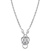 1928 Jewelry Silver Tone Heart Eyeglass Holder Pendant Necklace, 28