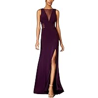 Morgan & Co. Womens Juniors Illusion Mesh Inset Evening Dress Purple 5/6