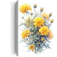 GeRRit Marigolds art Watercolor painting,french botanical prints wall art,decorative canvas wall art for school Nursery Living room Bedroom Boys Girls Gifts 12