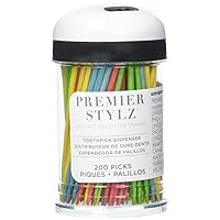 Toothpick Dispenser with 200 Multicolor Wooden Toothpicks | Premium Quality, Eco-Friendly & Stylish Holder - Perfect for Home, Restaurant, or Party Use