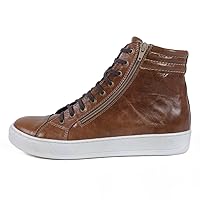 Modello Bodello - Handmade Italian Mens Color Brown Fashion Sneakers Casual Shoes - Cowhide Smooth Leather - Lace-Up