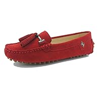 TDA Womens Casual Comfort Slip-on Metal Button Tassel Suede Leather Driving Walking Trail Running Loafers Boat Shoes Multi Colored