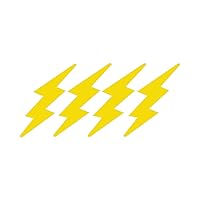 StickerDad Lightning Bolts Pack of 4 for Helmet, Windows, Walls, Bumpers, Laptop, Lockers (Yellow, 3 Inches)