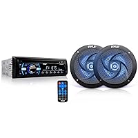 Pyle Marine Bluetooth Stereo Receiver, 300 Watt, Waterproof, 5.25 Inch Speakers, Touchscreen, USB, Auxiliary, RCA
