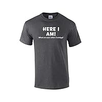 Funny Here I Am What are Your Other Two Wishes T-Shirt Sarcastic Humor Humorous Witty Comic Tee