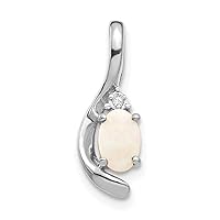 14k White Gold Oval Polished Prong set Open back Simulated Opal Diamond Pendant Necklace Measures 17x6mm Wide Jewelry for Women