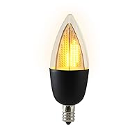 Euri Lighting Flickering Flame Bulb, ECA9.5-2120fcb, Decorative CA9.5 Candelabra E12 Base, Warm White 1800K, Non-Dim, 1W (6W Equivalent), 80lm, Black Housing, UL Listed, 1 Count