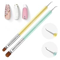 Latex Liquid Nail Simple Peel off Cuticle Guard with Beetles Nail Art Brushes Cleaning Brush 2 PCS Nail Clean Up Brush with Dotting Tool