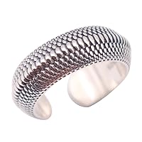 8mm Dragon Scale Ring for Men 925 Sterling Silver Snake Scale Ring Open Adjustable