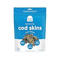 Dehydrated Cod Skin Grain-Free Dog Treats, One-Ingredient Gently Cooked Pacific Fish Recipe with No Artificial Flavors or Preservatives, 2.25 oz