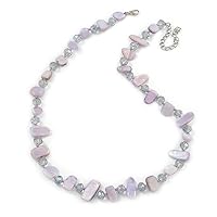 Avalaya Delicate Pale Lavender Sea Shell Nuggets and Glass Bead Necklace - 48cm L/ 7cm Ext