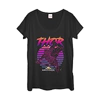 Marvel 80s Thor Women's Short Sleeve Tee Shirt, Black, XX-Large