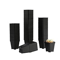 BangQiao 60 Pack Small 2.70 Inch Plastic Square Nursery Pot, Plant Starting and Transplant Planter Container with Drainage Hole for Seed Germination, Black