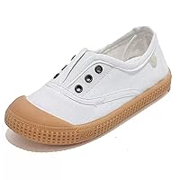 Kids Canvas Shoes Girls Boys Elastic Sneakers Slip on Tennis Shoes Soft Lightweight Footwear for Walking Running
