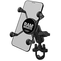 RAM MOUNTS X-Grip Small Phone Mount with Handlebar U-Bolt Base RAM-B-149Z-A-UN7U with Short Arm for Motorcycle, ATV/UTV, Bike