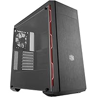 Cooler Master MasterBox MCB-B600L-KANN-S00 ATX Mid-Tower with Sleek Brushed Design, Red Side Trim, & Acrylic Side Panel, MB600L Red Trim