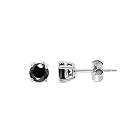 1/4 to 2 cttw Black Diamond Stud Earrings 14K Gold Over Sterling Silver Round with Push Backs Solitaire Studs For Women Girls