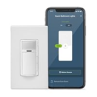 Decora Smart Motion Sensing Dimmer Switch, Wi-Fi 2nd Gen, Neutral Wire Required, Works with My Leviton, Alexa, Google Assistant, Apple Home/Siri & Wired or Wire-Free 3-Way, D2MSD-1RW, White