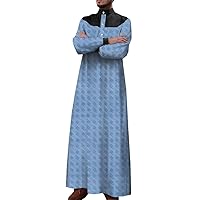 Men's Single Breasted Loose Casual Jubba Thobe, Muslim Fashion Jubba Thobe, Long Sleeve Middle East Islamic Robe
