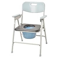 Bedside Commode Chair, Folding Steel Portable Toilet 3-in-1 Potty Chair Standard Seat Supports Up to 330lbs Commode Chair for Toilet for Camping, Seniors, Tool-Free Assembly, Easy Cleaning