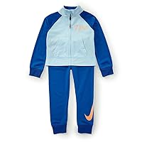Nike Girl`s Full Zip Jacket & Jogging Pants 2 Piece Set (Signal Blue(36D739-U9J)/Orange, 2T)