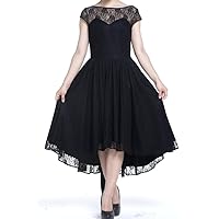 (XS-XXL) Belle of The Ball - Black 1950s Full Body Lace Mesh Boat Neck Dress