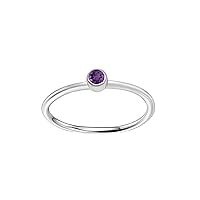 Stackable 0.20 Ctw Amethyst Gemstone 925 Sterling Silver Women Stack Band Ring
