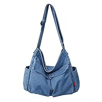 Denim Hobo Crossbody Bag for Women Large Shoulder Handbag Messenger Bag Retro Tote Bag for Casual Work Travel