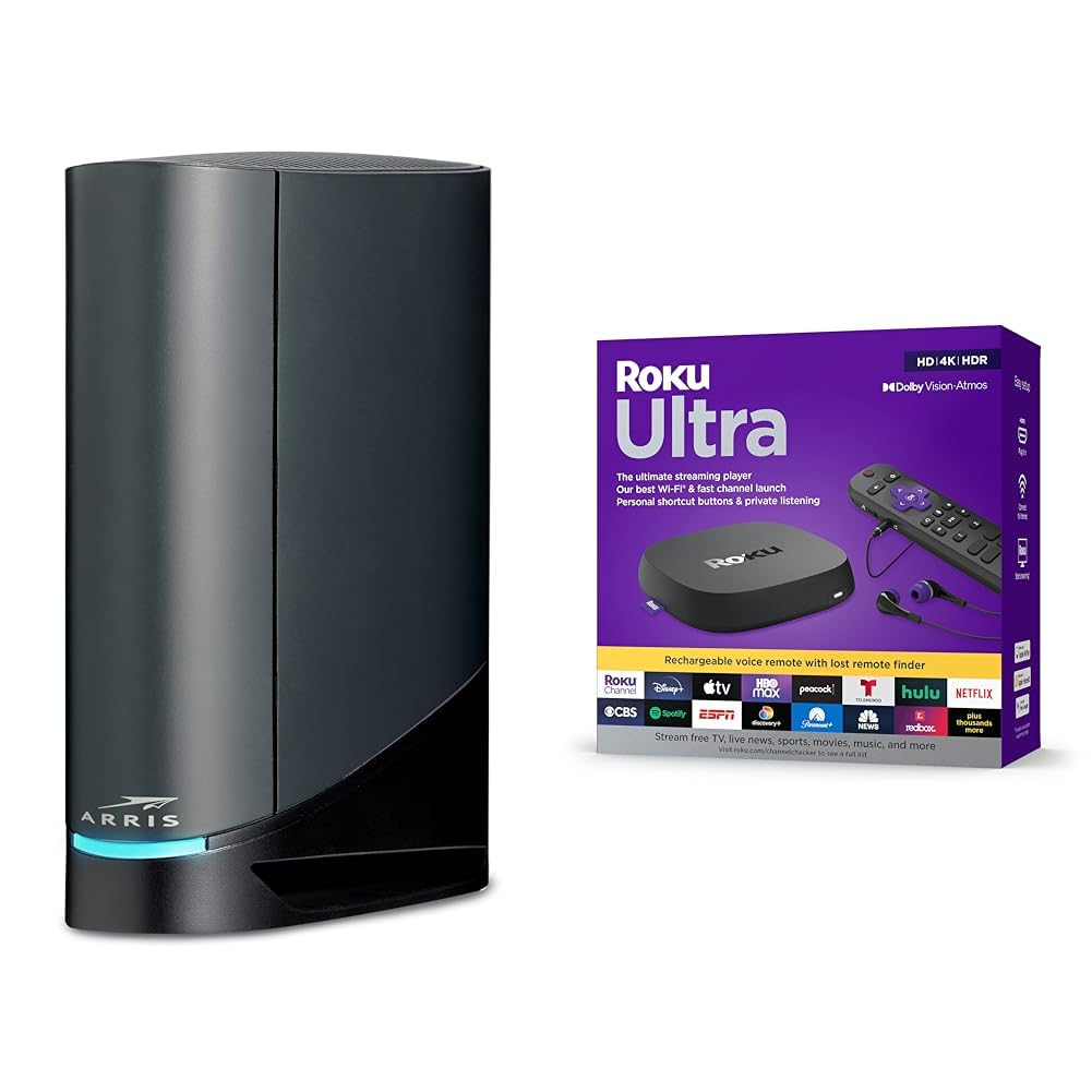 ARRIS Surfboard G36 DOCSIS 3.1 Multi-Gigabit Cable Modem & AX3000 Wi-Fi Router, Comcast Xfinity & Roku Ultra | The Ultimate Streaming Device 4K/HDR/Dolby Vision/Atmos