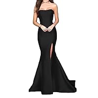 Women's Split Satin Prom Dresses A Line Formal Evening Party Gowns