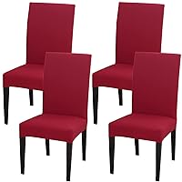 Chair Covers for Dining Room Set of 4, Stretch Spandex Dining Chair Covers, Washable Removable Parsons Chair Slipcovers Protector for Dining Room, Kitchen, Hotel (Red)