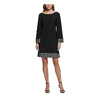 Jessica Howard Womens Metallic Trim Midi Shift Dress