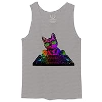 EDM Rave Party Festival Funny Cute dj cat Graphic dad mom cat Lover Men's Tank Top