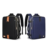 Couple Backpack, Travel Backpack for Lovers, Boyfriend, Girlfriend, Husband, Wife, Man, Woman, Flight Approved Backpack for Traveling On airplane Hiking Casual Daypack, Black+Obsidian Blue