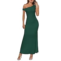 MEROKEETY Women's 2024 Summer Off The Shoulder Dress Casual Bodycon Cocktail Vacation Maxi Dresses