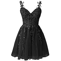 Tsbridal Spaghetti Straps Lace Homecoming Dress for Teens Short Applique Tulle Short Prom Dresses Cocktail Gown