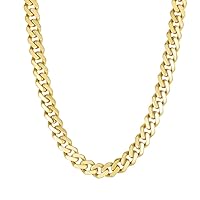 The Diamond Deal 10k SOLID Yellow Gold 5mm Semi-Solid Miami Cuban Chain Necklace or Bracelet for Pendants and Charms with Box Clasp (8