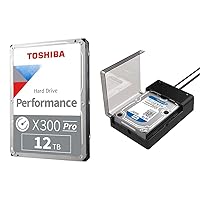 Toshiba X300 PRO 12TB High Workload Performance for Creative Professionals 3.5-Inch Internal Hard Drive & SABRENT USB 3.0 to SATA External Hard Drive Lay-Flat Docking Station
