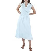 Anne Klein Women's Pleated Hem Dress, Cornflower Blue/White, Medium