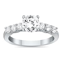 AGS Certified 1 3/8 Carat TW Seven Stone Engagement Ring in 14K White Gold (H-I Color, I1-I2 Clarity)