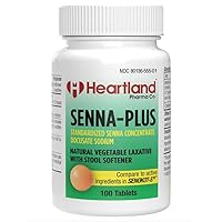 Senna-Plus Natural Vegetable Laxative + Stool Softener Tablets Constipation Relief (100 Tablets)